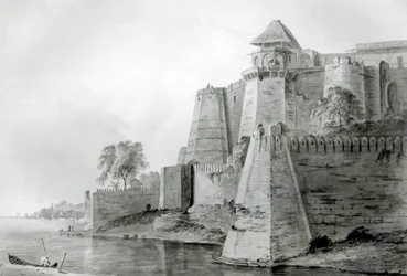 Forte no rio Yamuna, Índia (lápis e wc no papel)